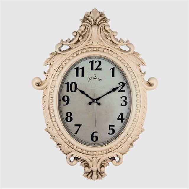 731 - CV DUVAR SAATI KREM RENGI CERCEVE CAP:73CM X 54CM VINTAGE TACLI EKSITME DEKORATIF AMERIKAN BRISTOL KADRAN AKAR SANIYELI MEKANIZMA AKRILIK BOYA MINERAL CAM