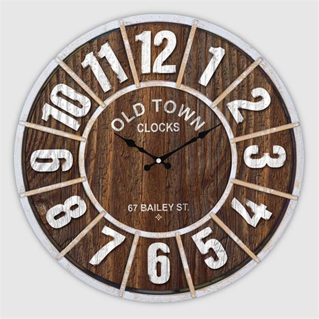 DUVAR SAATI DIS KENAR GRI ICI KAHVERENGI 50CM DEKORATIF EKSITME MDF KADRAN METALIK AKREP/YELKOVAN AKAR MEKANIZMA AKRILIK BOYA ABS HAMMADDE