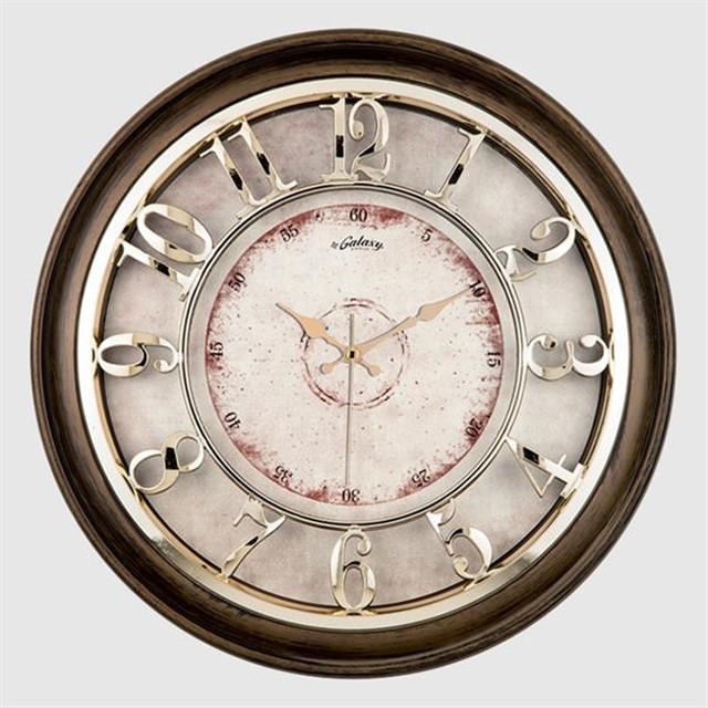 M - 1965 - VA DUVAR SAATI KAHVERENGI CERCEVELI ICI KREM 45CM KABARTMA RAKAMLI SELEFON KORUMALI AMERIKAN BRISTOL KADRAN METALIK AKREP/YELKOVAN/SANIYE AKAR SANIYELI MEKANIZMA AKRILIK BOYA MINERAL C