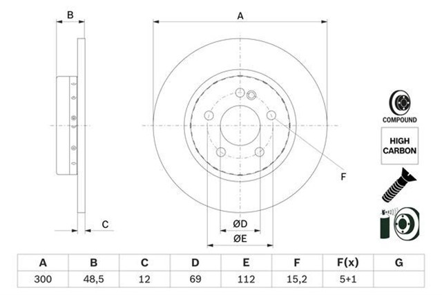 FREN DISKI ARKA MERCEDES C - CLASS W205 S205 C205 A205