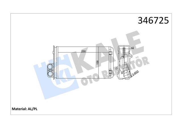 KALORIFER RADYATORU MGN 97 - 99 SCENIC 01 - 03 1.4 - 1.6 - 1.9 - 2.0 16V 260X158