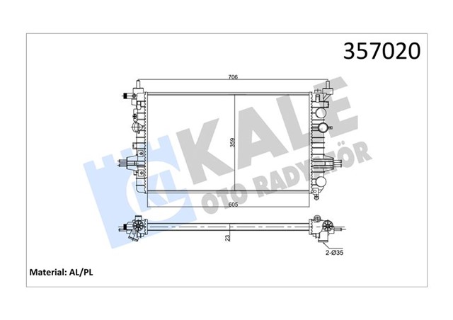 SU RADYATORU OPEL ASTRA H 04 ZAFIRA 05 1.6 1.8 MT AC NAC MEKANIK 605X359X23