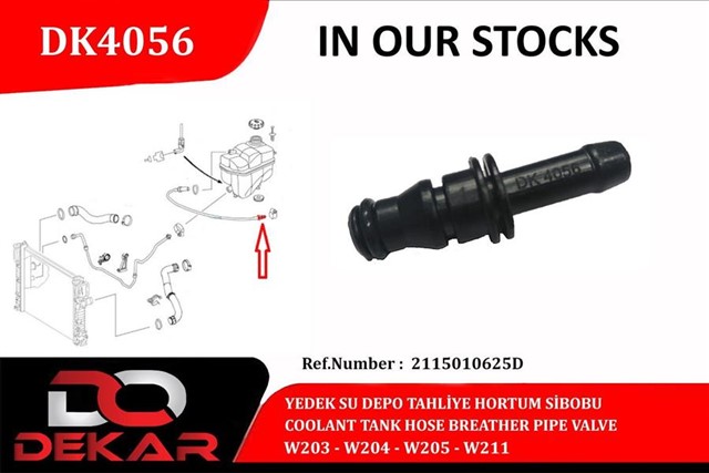 YEDEK SU DEPO TAHLIYE HORTUM VALF MERCEDES W203 - W204 - W205 - W211