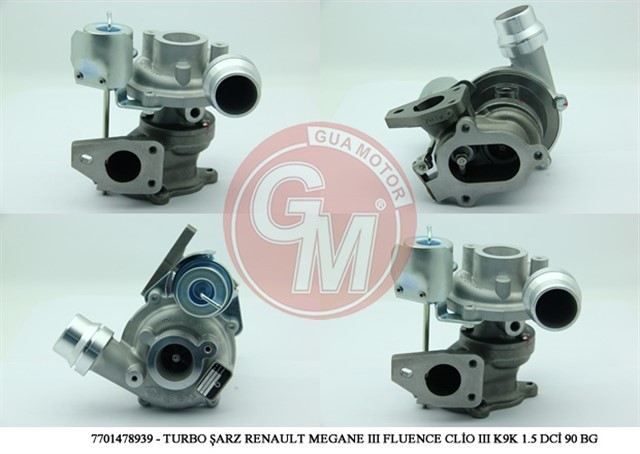 TURBO SARJ RENAULT CLIO III 05 CLIO IV 12 FLUENCE 09 KANGOO 05 MEGANE III 09 SYMBOL III 13 SANDERO II 12 LOGAN MCV 10 DUSTER 10 1.5DCI K9K 75/90PS