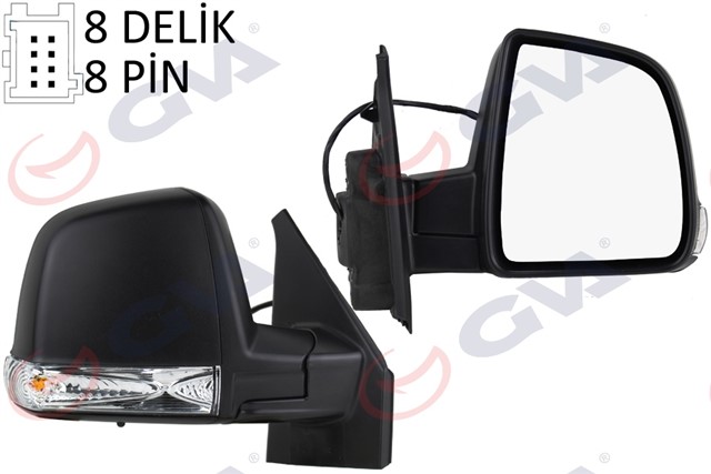 DIS DIKIZ AYNASI SAG DOBLO 11 ELEKTRIKLI SINYALLI SIYAH KAPAKLI TEK CAM KONVEKS 8 FIS VM - 668EHR