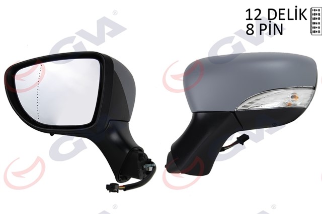 DIS DIKIZ AYNASI SOL CLIO 12 ELEKTRIKLI ISITMALI ASTARLI SINYALLI ASFERIK VM - 6126EHPAL