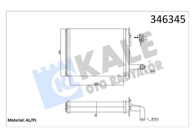 KALORIFER RADYATORU BRAZING PALIO MUSLUKLU 233X195X32