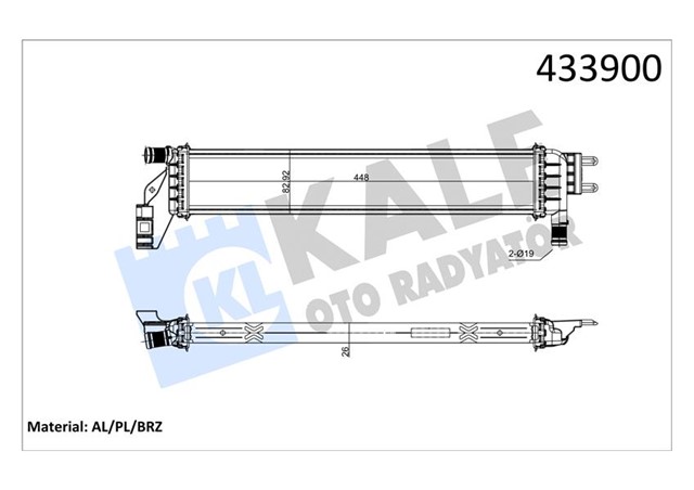 RADYATOR DUSTER II ; LOGAN II ; SANDERO II LT 1.5DCI AL/BRZ 448X83X26