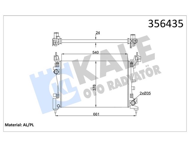 SU RADYATORU FIAT PUNTO - FIORINO - QUBO 1.2 1.4 1.4 16V 05 MT AC NAC MEKANIK 540X378X24