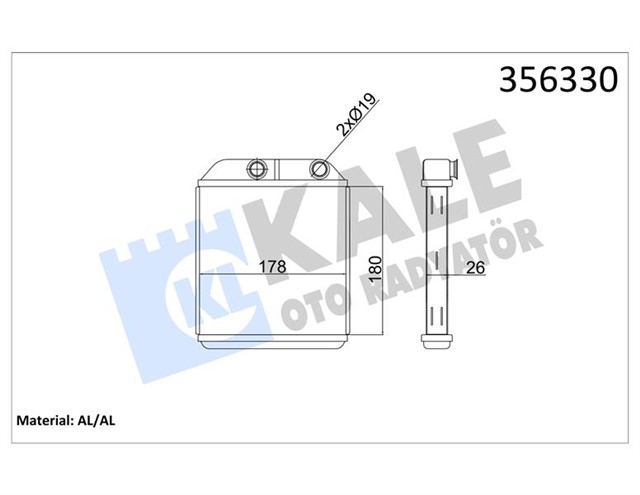 KALORIFER VOLVO S40 - V40 - MITSUBISHI CARISMA - SPACE STAR MPV 1.6 1.8 2.0T 1.9DI 95 03 BORUSUZ 26MM AL/BRZ 180X178X26 MR460150 - MR460151