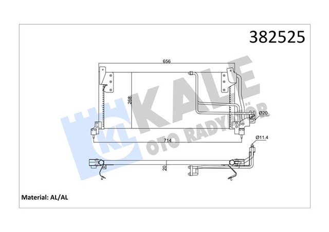388800 KLIMA RADYATORU OPEL COMBO - CORSA B 1.2 1.4 1.7D 93 - 01 CORSA PICK - UP 1.4GLS 94 - 97 1.0 97 - 02 KURUTUCUSUZ BRAZING AL - AL 631X368X20 1850032 - 52484309 - 90486844 - 90508124