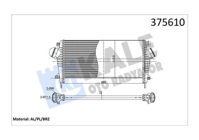 TURBO RADYATORU INTERCOOLER OPEL INSIGNIA A 1.6 CDTI 15 B16DTH B16DTJ BRAZING 665X315.5X32 OTOMATIK