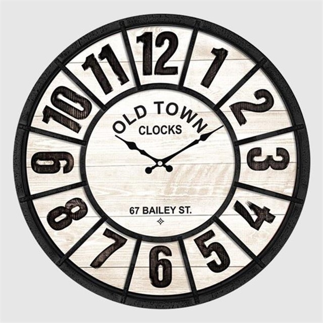 DUVAR SAATI DIS KENAR SIYAH ICI KREM BEYAZ 50CM DEKORATIF EKSITME MDF KADRAN METALIK AKREP/YELKOVAN AKAR MEKANIZMA AKRILIK BOYA ABS HAMMADDE