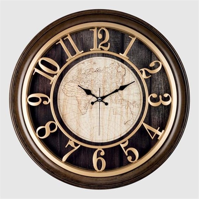 1965 - VA DUVAR SAATI KAHVERENGI CERCEVELI ICI KAHVE - KAKREM HARITALI 45CM KABARTMA RAKAMLI SELEFON KORUMALI AMERIKAN BRIS.KADRAN METALIK AKREP/YELKOVAN/SANIYE AKAR SANIYELI MEKANIZMA AKRILIK BOYA