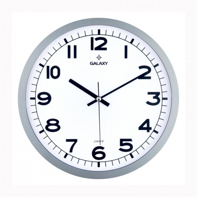 DUVAR SAATI GRI CERCEVE CAP:29.5CM AKRILIK BOYALI ABS CERCEVE MINERAL CAM SESSIZ AKAR MAKINE PVC KADRAN KADRAN OLCUSU: 286MM KADRAN BASKI ALANI: 175MM