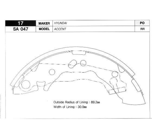 ARKA PABUC BALATA ACCENT 1.3 - 1.3I 12V - 1.5I 12V - 1.5I 16V 94 - 00 GS8658