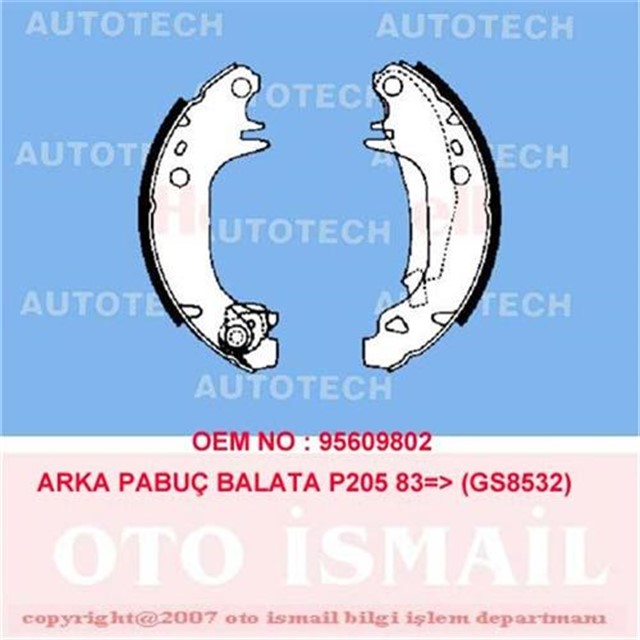 ARKA PABUC BALATA CITROEN VISA 1.6GTI 1.7D 180X32 GS8532