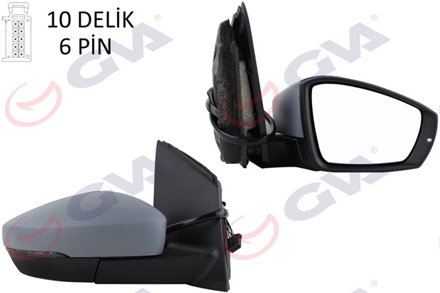 DIS DIKIZ AYNASI SAG POLO 09 ELEKTRIKLI ISITMALI ASTARLI KONVEKS 6 FIS VM - 388NEHPR