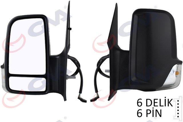 DIS DIKIZ AYNASI SOL CRAFTER 06 SPRINTER 06 ELEKTRIKLI ISITMALI SINYALLI CIFT CAM KONVEKS 6 FIS VM - 379EHL