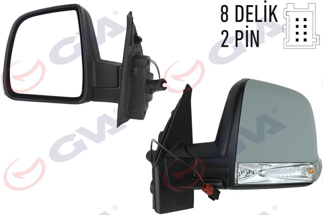 DIS DIKIZ AYNASI SAG DOBLO 11 MEKANIK SINYALLI TEK CAMLI KONVEKS VM - 668PR