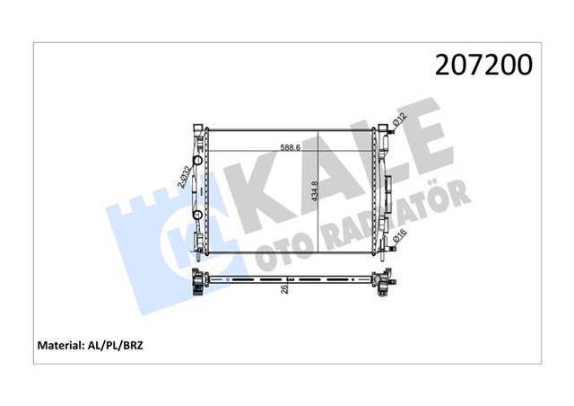RADYATOR MGN II 02 SCENIC 03 1.5 - 1.9DCI/1.4 - 1.6 - 2.0 16V AC KLIMASIZ MEK 590X455X32 1 SIRA ALB
