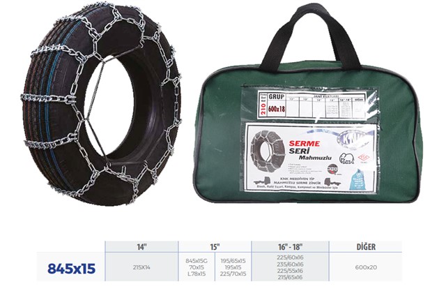 PATINAJ ZINCIRI MINIBUS VE KAMYONET SERME 215X65X16 TRANSPORTER ZINCIR EBATLARI ICIN RESIME BAKINIZ