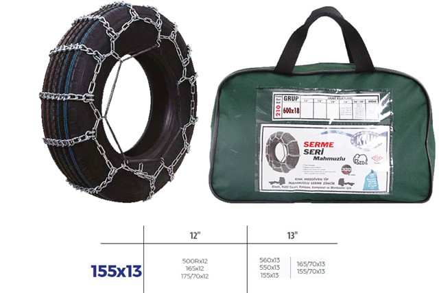 PATINAJ ZINCIRI BINEK VE HAFIF TIC.ARAC SERME 12 - 13 JANT 560X13 ZINCIR EBATLARI ICIN RESIME BAKINIZ