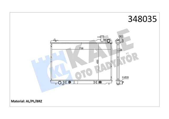 RADYATOR INFINITI FX35 03 08 AT BRAZING 450X728X26 SU RADYATORU