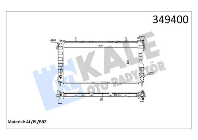 RADYATOR CHRYSLER VOYAGER IV - DODGE CARAVAN 3.3 3.8 00 08 AT - MT AC - NAC BRAZING 770X408X32 SU RAD YATORU