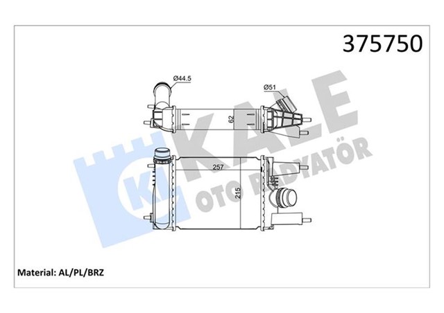 INTERCOOLER NISSAN JUKE 1.2DIG - T 10 BRAZING 257X215X62 TURBO RADYATORU