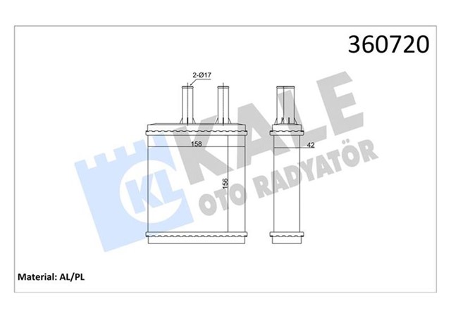 KALORIFER KIA SPORTAGE K00 2.0I 94 04 BORULU MEKANIK 156X158X42 KALORIFER RADYATORU
