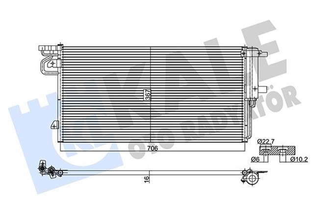 KLIMA RADYATORU KONDENSERI FOCUS III 11 C - MAX II 15 KUGA 13 TOURNEO CONNECT 18 1.5 ECOBOOST 88K W 120PS KURUTUCU ILE BRAZING AL - AL 706X367X16