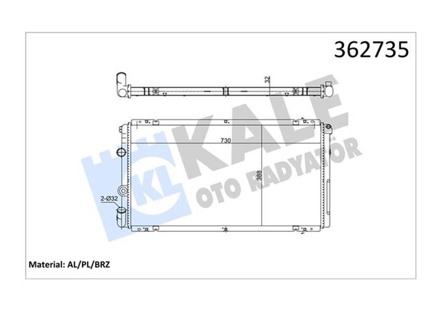 351020 MOTOR SU RADYATORU RENAULT MASTER II 01 OPEL MOVANO 01 1.9DCI 2.5DCI 2.8 DTI MT AC - NAC BRAZING 730X388X32