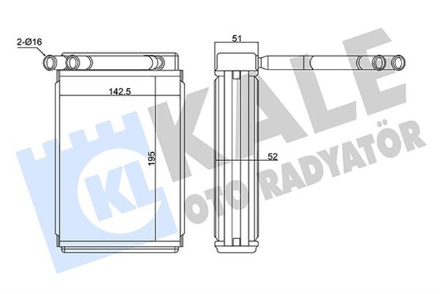 KALORIFER FORD EXPLORER 4.0 4.0 V6 4WD 95 02 - RANGER 95 10 - MAZDA B - SERISI 2.2 - 2.4 4WD 95 10 BRAZING AL - AL 195X142.5X52 KALORIFER RADYATORU