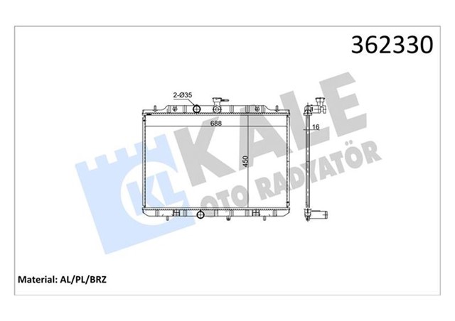RADYATOR NISSAN X - TRAIL II T31 2.0 4X4 2.5 4X4 07 13 AT - MT BRAZING 450X688X16 SU RADYATORU 88X16 SU RADYATORU