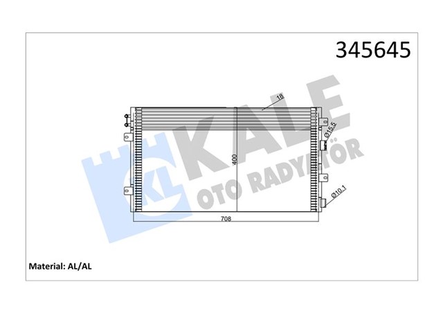 KONDENSER CHRYSLER SEBRING 2.0 2.4 2.7 V6 24V 01 07 YAG SOGUTUCULU KURUTUCUSUZ BRAZING AL - AL 686X 400X18 KLIMA RADYATORU