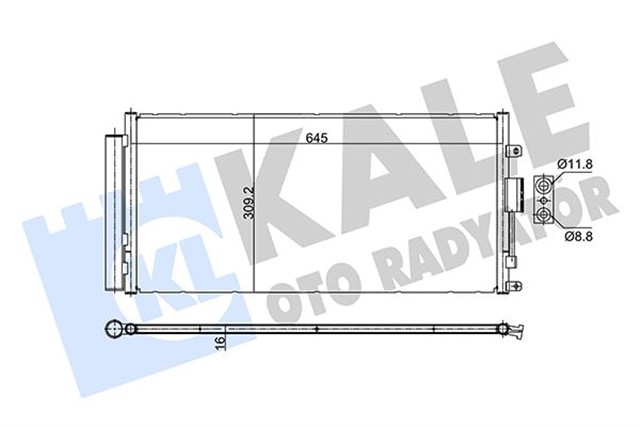 KONDENSER ABARTH 500 595 695 - 500C 595C 695C 1.4 07 KURUTUCU ILE BRAZING AL - AL 625X309X16 KLIMA RADYATORU