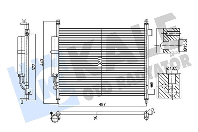 KONDENSER NISSAN MICRA IV 1.2 10 AT KURUTUCUSUZ BRAZING AL - AL 497X372X16 KLIMA RADYATORU