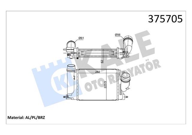 INTERCOOLER NISSAN X - TRAIL 1.6DCI 1.6DCI 4X4 13 BRAZING 282X223.5X62 TURBO RADYATORU