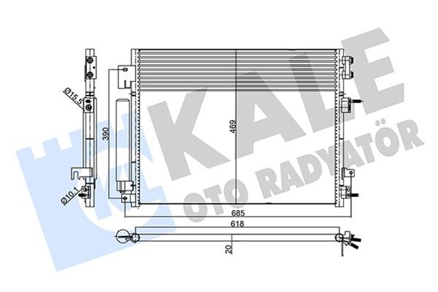 KONDENSER CHRYSLER 300C 3.6 - DODGE CHARGER 3.6 5.7 6.4 - LANCIA THEMA XL 3.6 3.6 4WD 11 KURUTUCU ILE BRAZING AL - AL 593X469X20 KLIMA RADYATORU