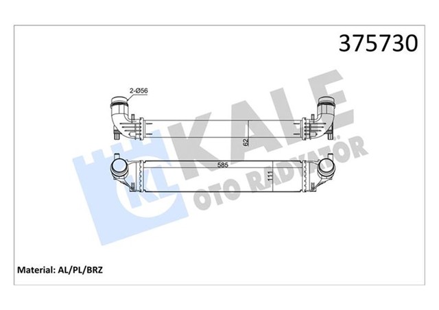 INTERCOOLER OPEL ASTRA K 1.0I TURBO 15 BRAZING 585X111X62 TURBO RADYATORU