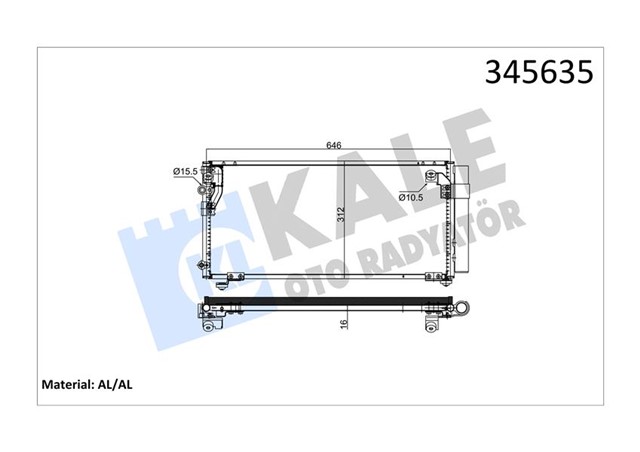 KONDENSER CHRYSLER SEBRING 2.0 2.4 01 07 KURUTUCU ILE BRAZING 626X312X16 KLIMA RADYATORU