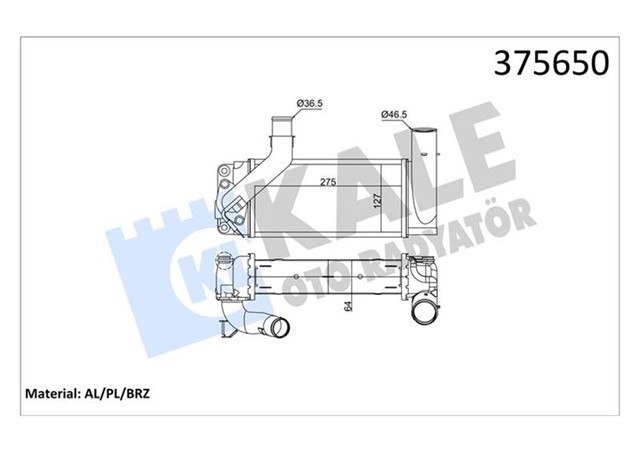 INTERCOOLER TOYOTA COROLLA - AURIS 1.4D4D 07 AT - MT BRAZING 64MM TURBO RADYATORU