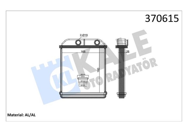 KALORIFER MITSUBISHI L200 2.5D 96 07 - GALANT VIII BRAZING AL - AL 26MM KALORIFER RADYATORU