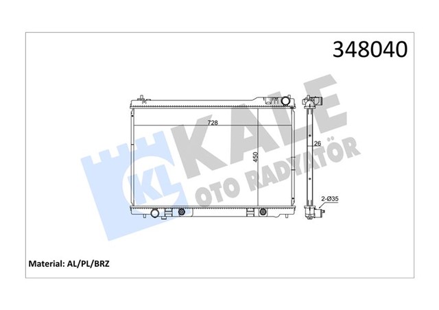 RADYATOR INFINITI FX45 03 08 AT BRAZING 450X728X26 SU RADYATORU
