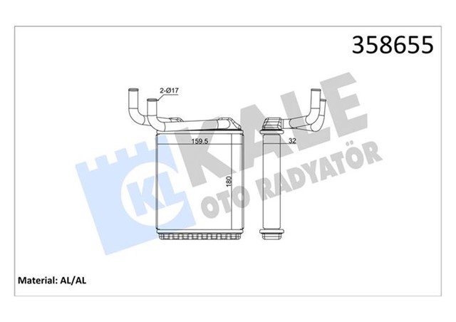 KALORIFER MITSUBISHI CANTER FE659 7.5T 01 10 BRAZING AL - AL 32MM KALORIFER RADYATORU
