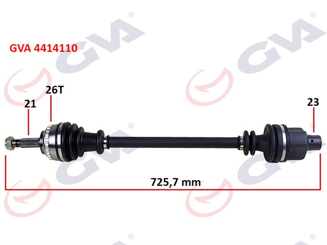 KOMPLE AKS SAG CLIO II 1.4I 16V 98 - 05 ABS LI 26DIS 726MM