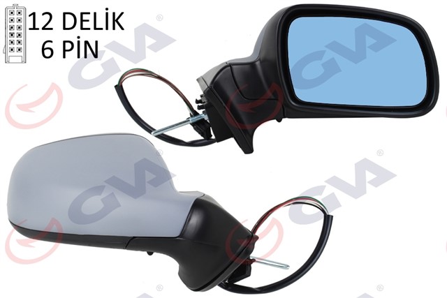 DIS DIKIZ AYNASI SAG 407 05 ELEKTRIKLI ISITMALI SENSORLU ASTARLI MAVI CAM KONVEKS 6 FIS VM - 204EHPSR