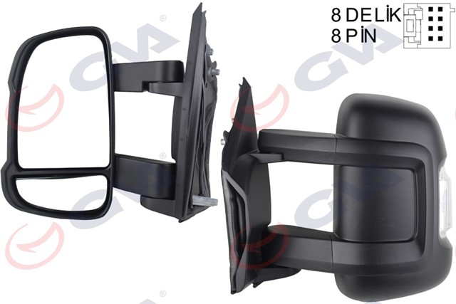 DIS DIKIZ AYNASI SOL DUCATO - BOXER - JUMPER 06 ELEKTRIKLI ISITMALI SINYALLI ORTA UZUN KOL KONVEKS 8 FIS VM - 6202EHL