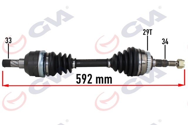 KOMPLE AKS SOL OPEL VECTRA A 1.8 - 2.0 88 - 95 - ASTRA F 92 - 98 - CALIBRA A 89 - 97 ABS LI 29DIS 592MM